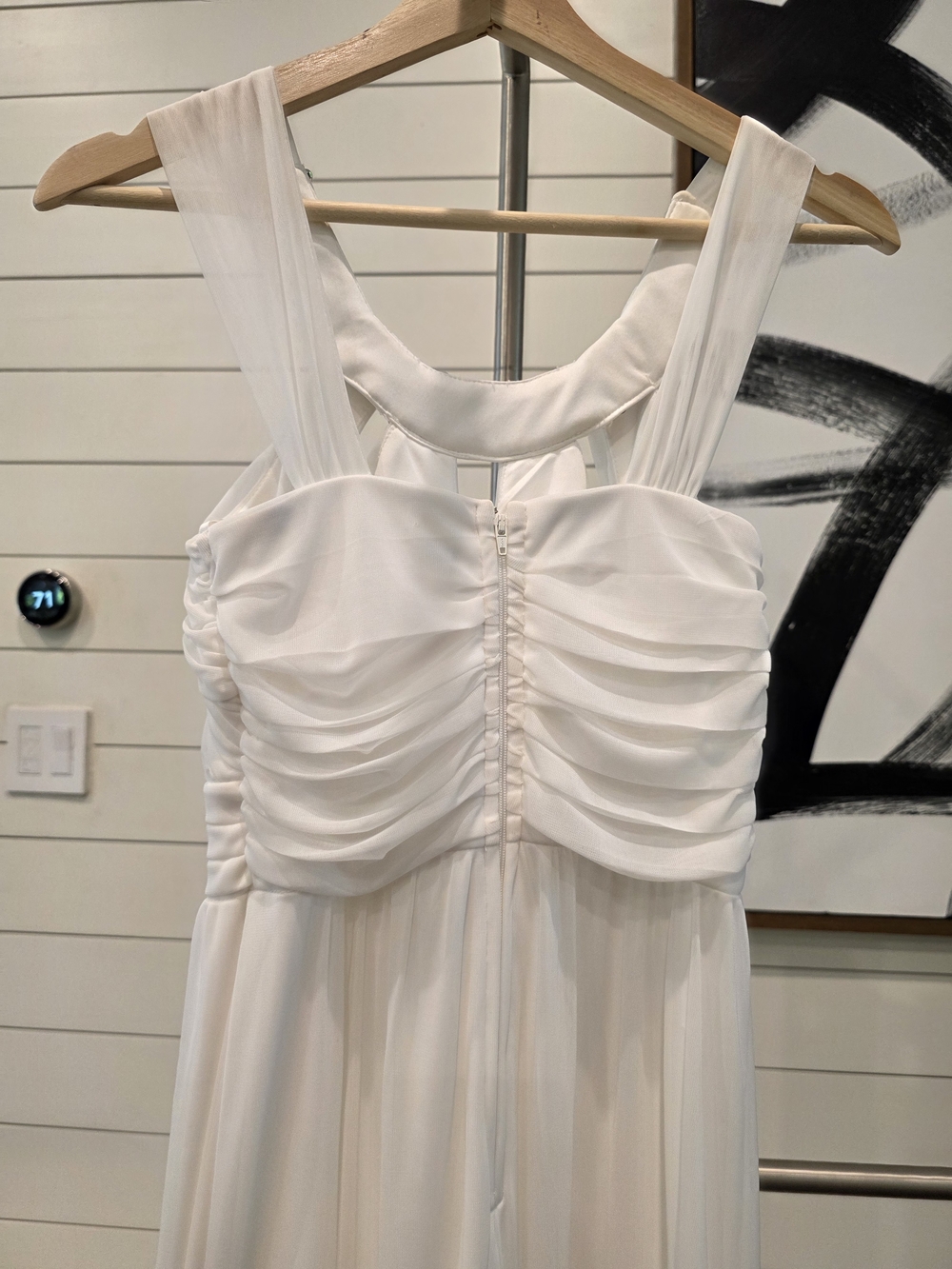 Ivory Beaded Halter Evening Gown - Picture 8 of 8